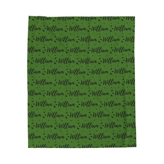 Green Dinosaur Personalized Name Velveteen Plush Blanket