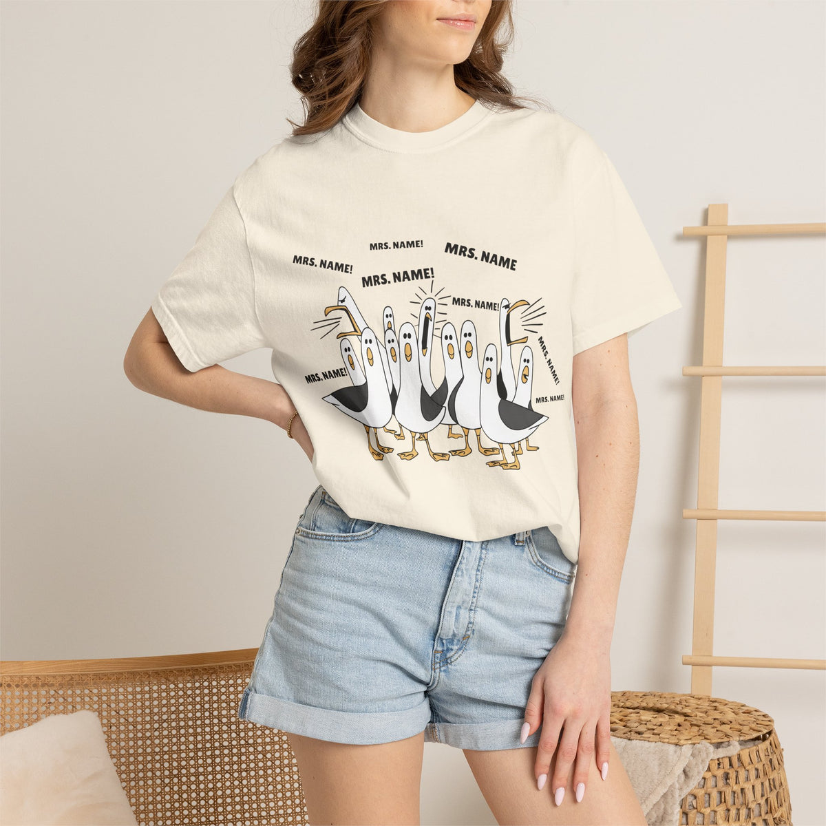 Seagulls Teacher Garment-Dyed T-shirt - Personalized Name