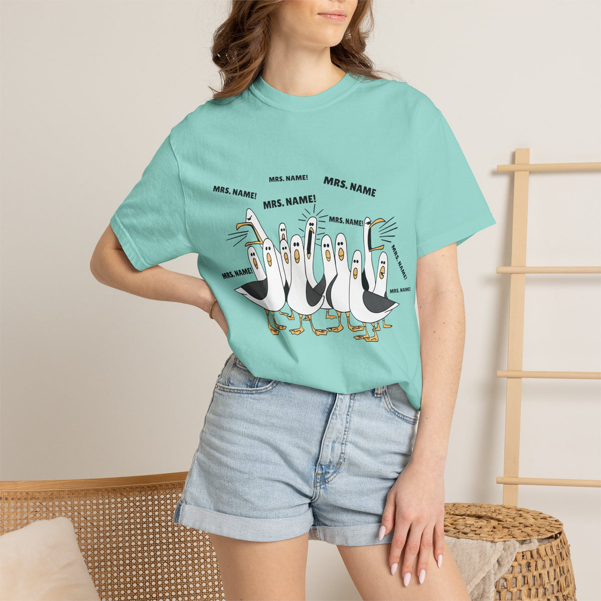 Seagulls Teacher Garment-Dyed T-shirt - Personalized Name