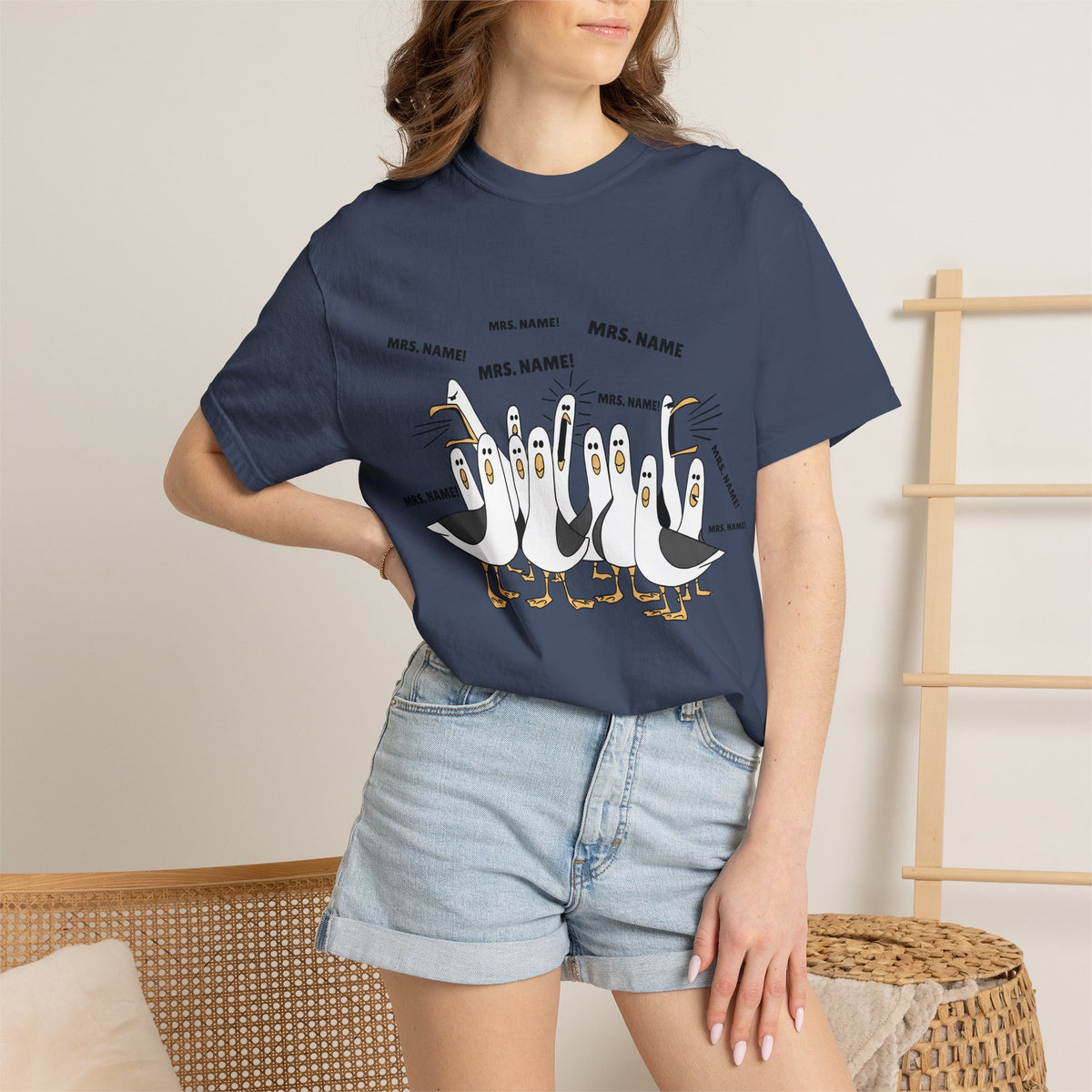 Seagulls Teacher Garment-Dyed T-shirt - Personalized Name