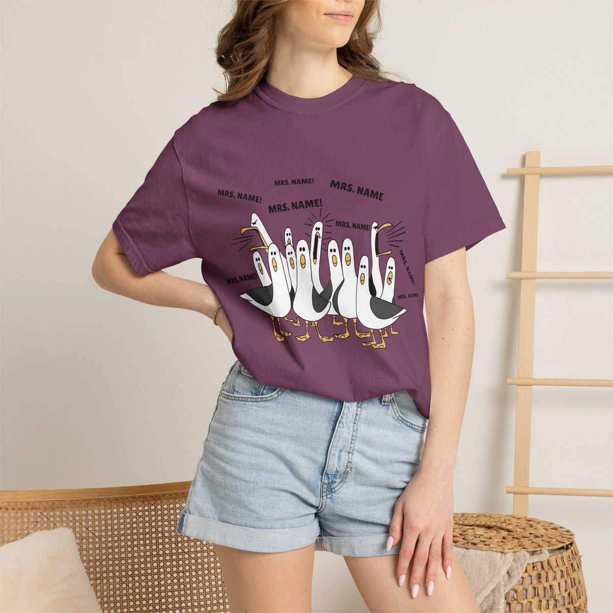 Seagulls Teacher Garment-Dyed T-shirt - Personalized Name
