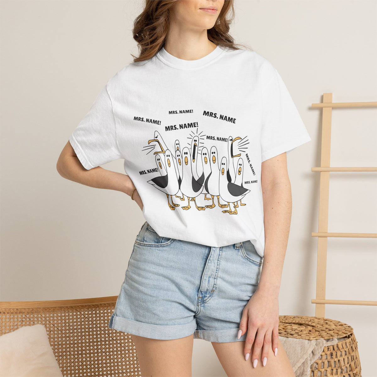 Seagulls Teacher Garment-Dyed T-shirt - Personalized Name