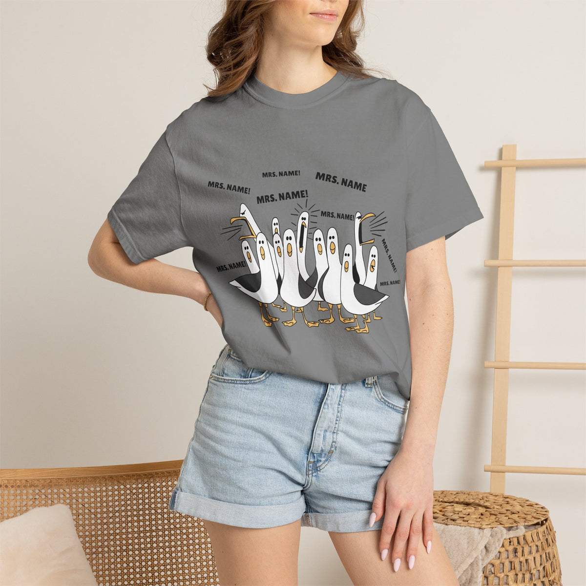 Seagulls Teacher Garment-Dyed T-shirt - Personalized Name