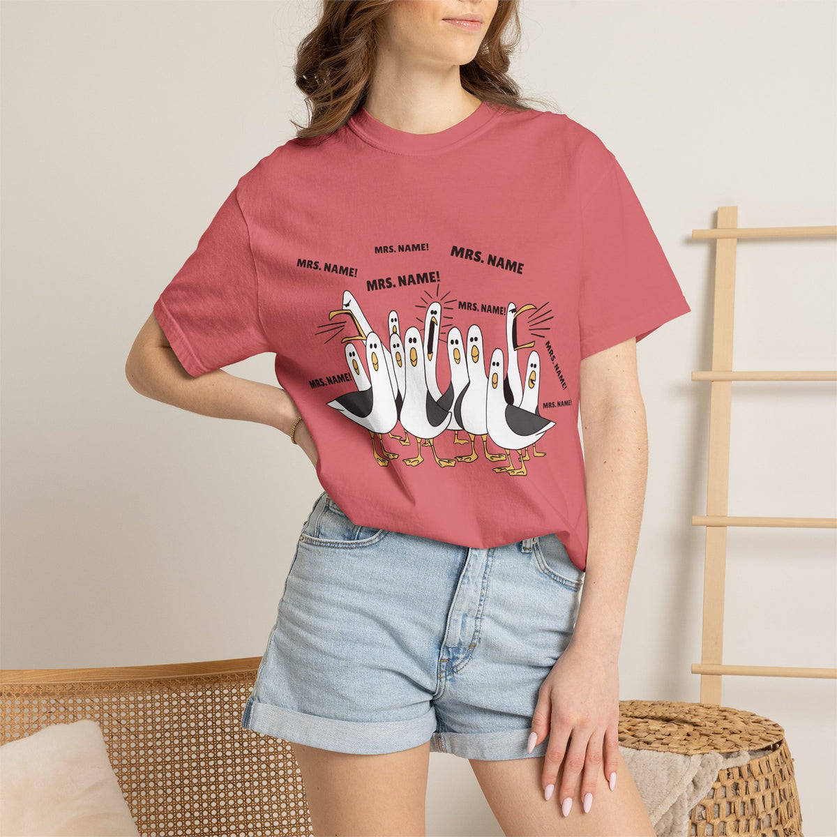 Seagulls Teacher Garment-Dyed T-shirt - Personalized Name