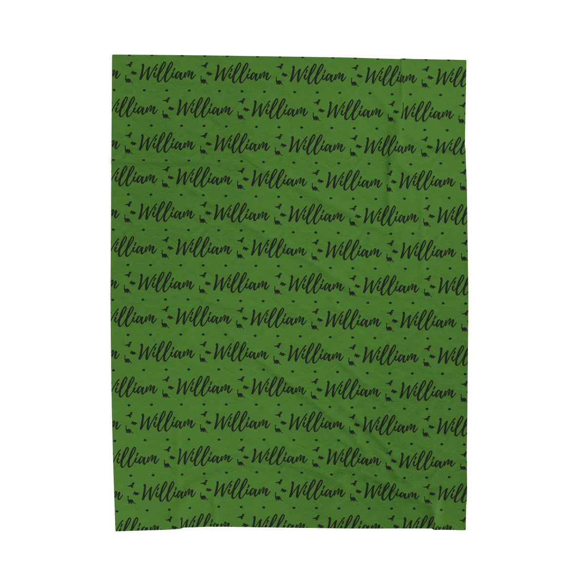 Green Dinosaur Personalized Name Velveteen Plush Blanket