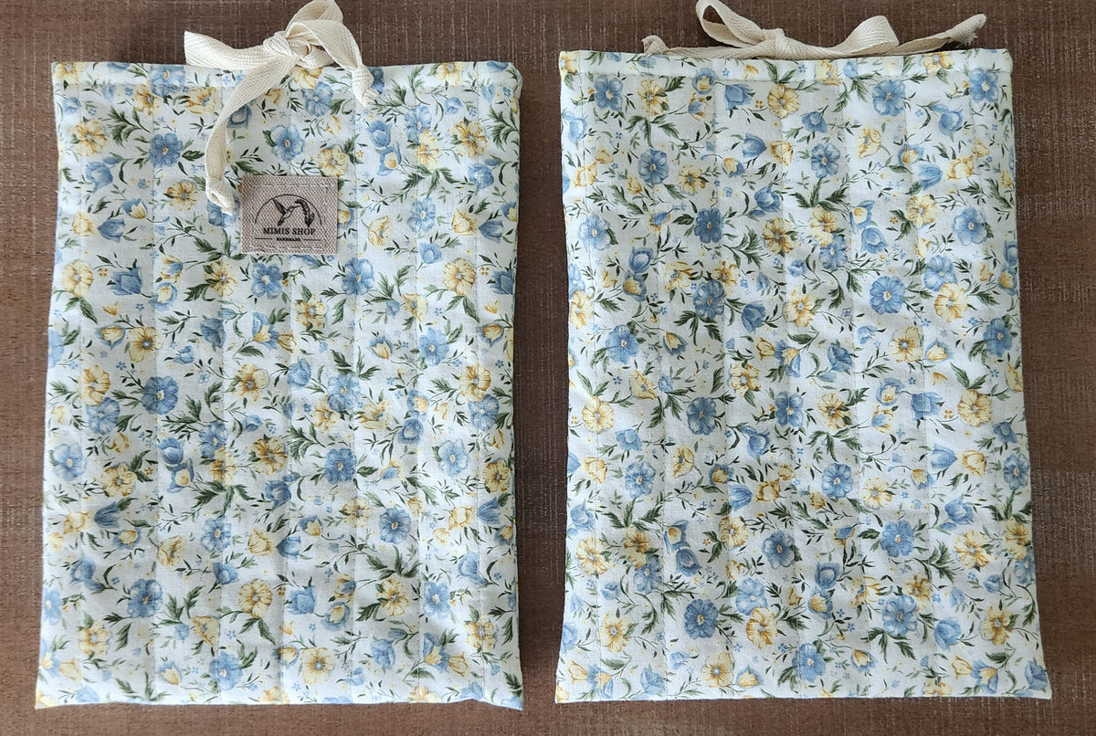 Floral Yellow & Blue Quilted Book/Bible Sleeve Bag