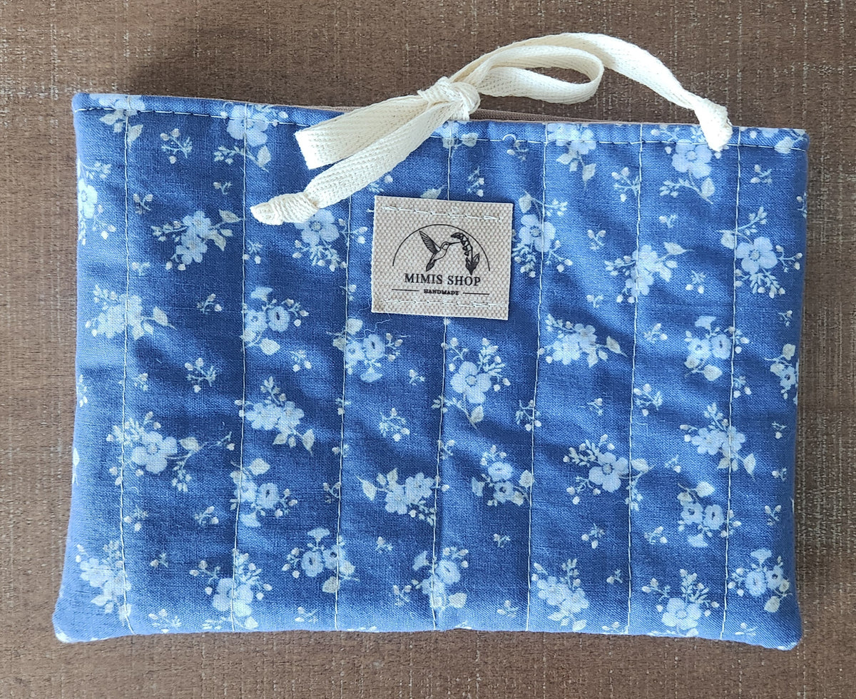 Floral Blue Quilted E-Reader Sleeve Bag