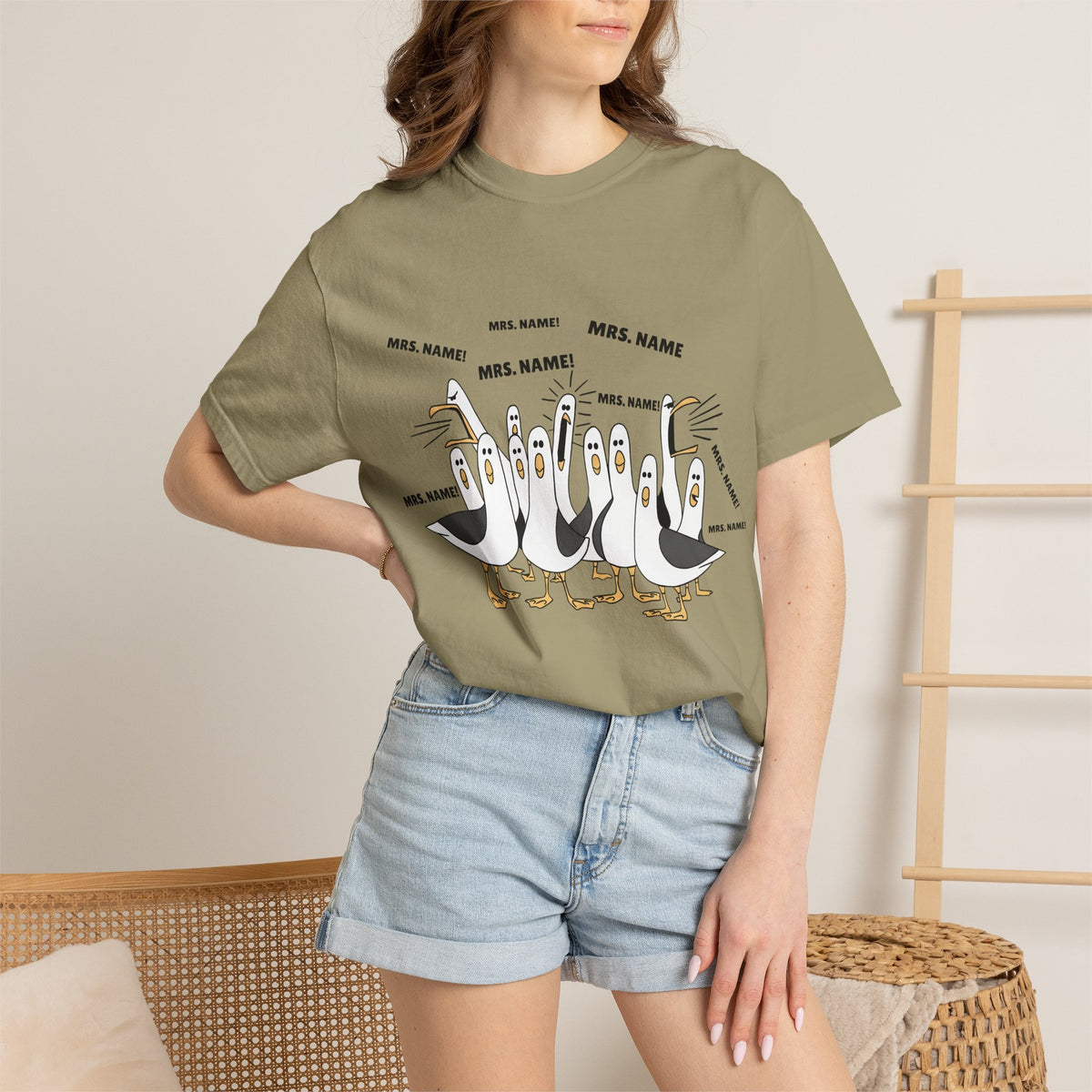 Seagulls Teacher Garment-Dyed T-shirt - Personalized Name