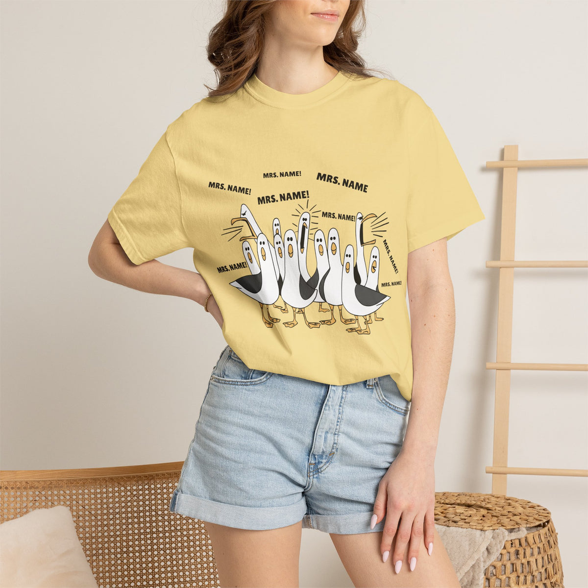 Seagulls Teacher Garment-Dyed T-shirt - Personalized Name