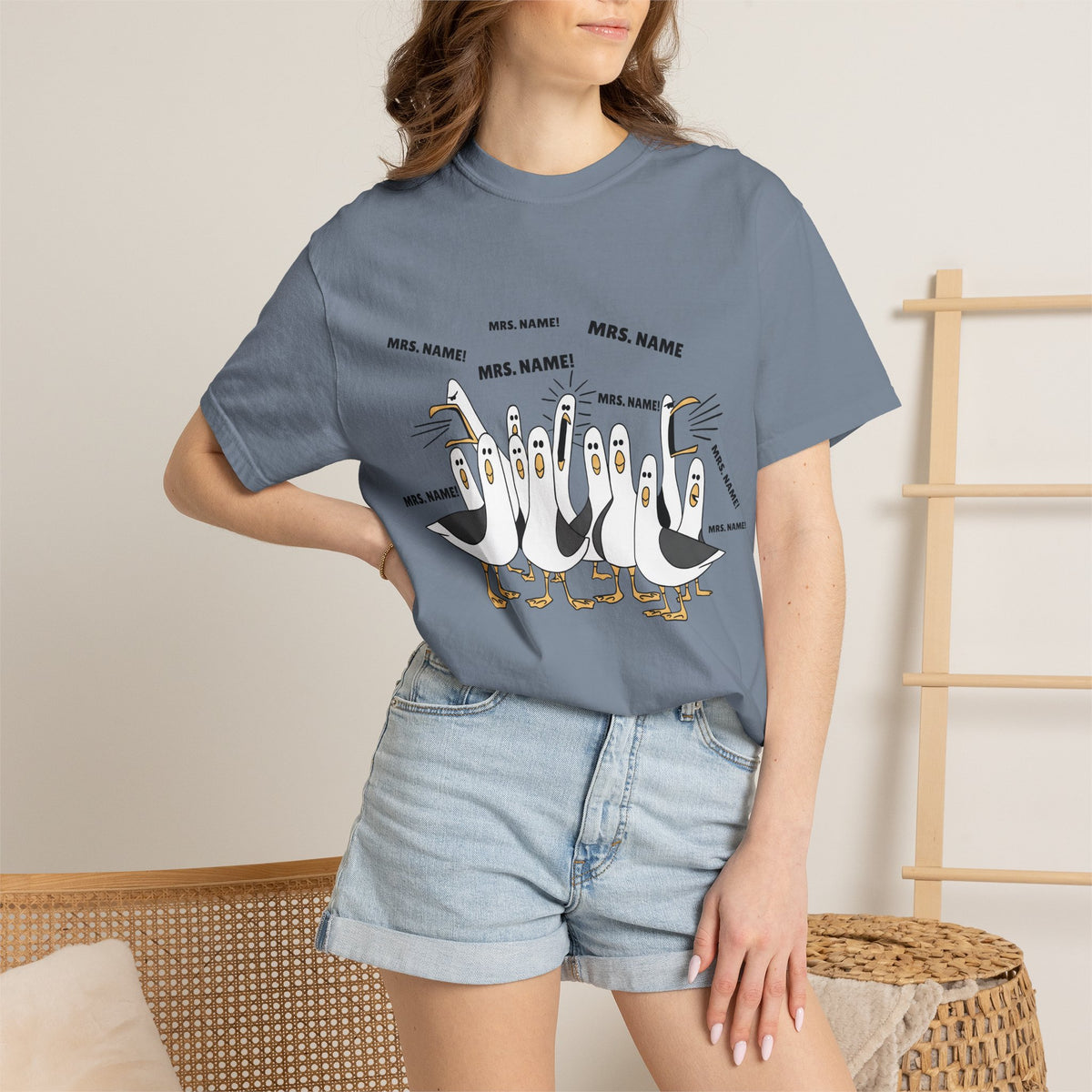 Seagulls Teacher Garment-Dyed T-shirt - Personalized Name