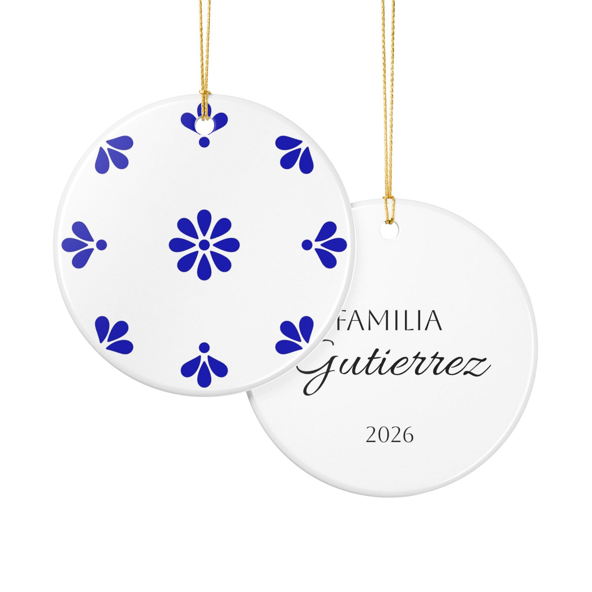 Personalized Mexican Talavera Style2 - Ceramic Double Sided Ornament