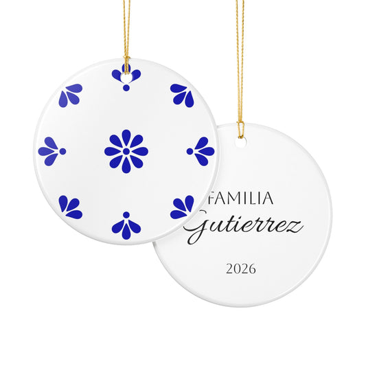 Personalized Mexican Talavera Style2 - Ceramic Double Sided Ornament