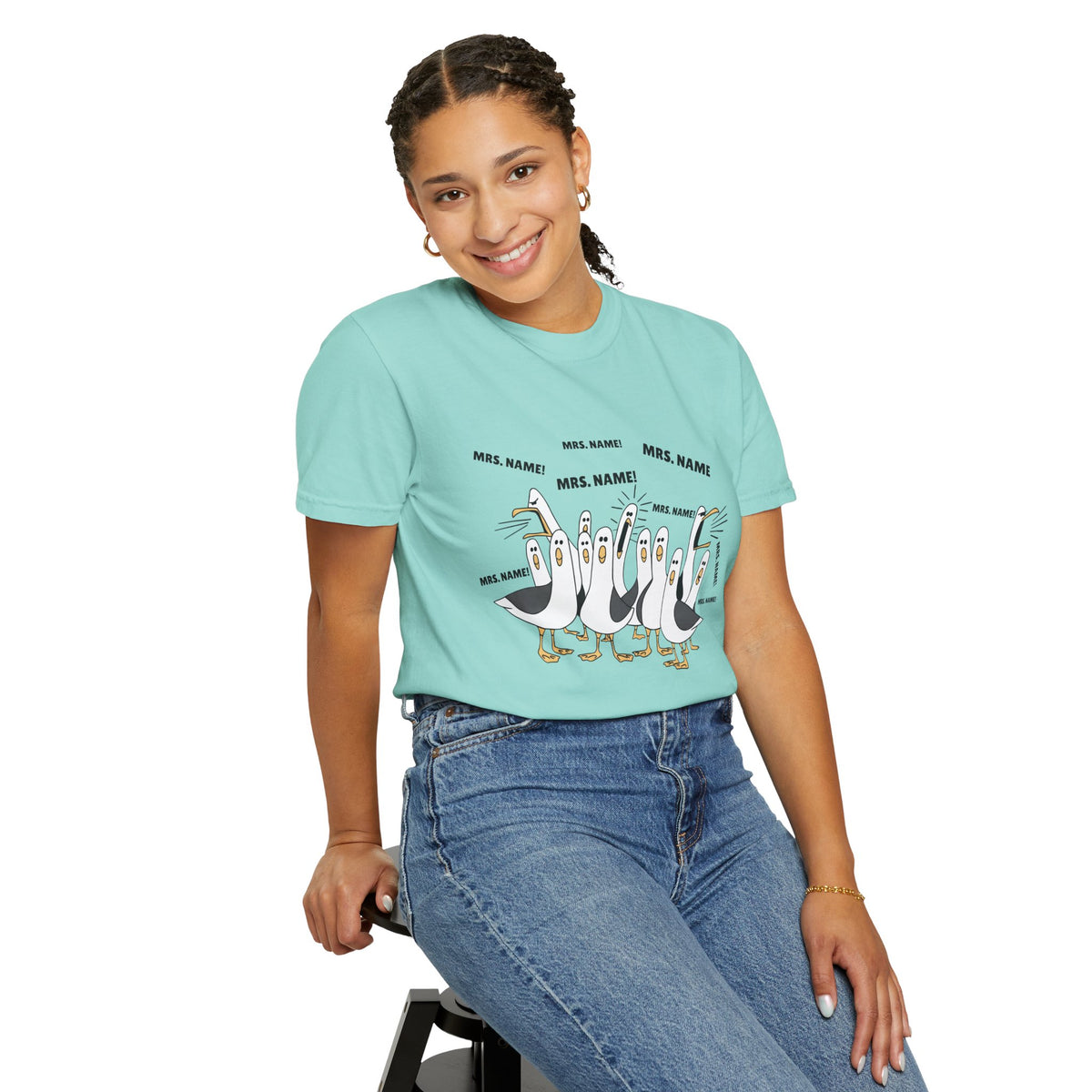Seagulls Teacher Garment-Dyed T-shirt - Personalized Name