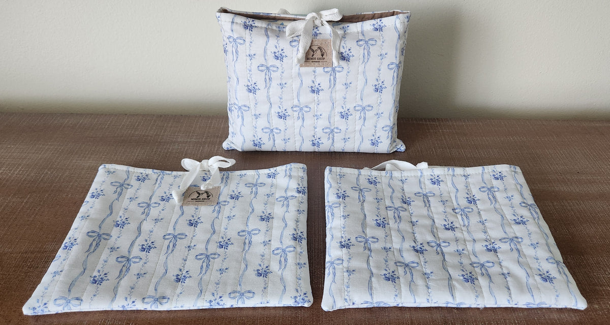 Blue Coquette Quilted Book/Bible Sleeve Bag